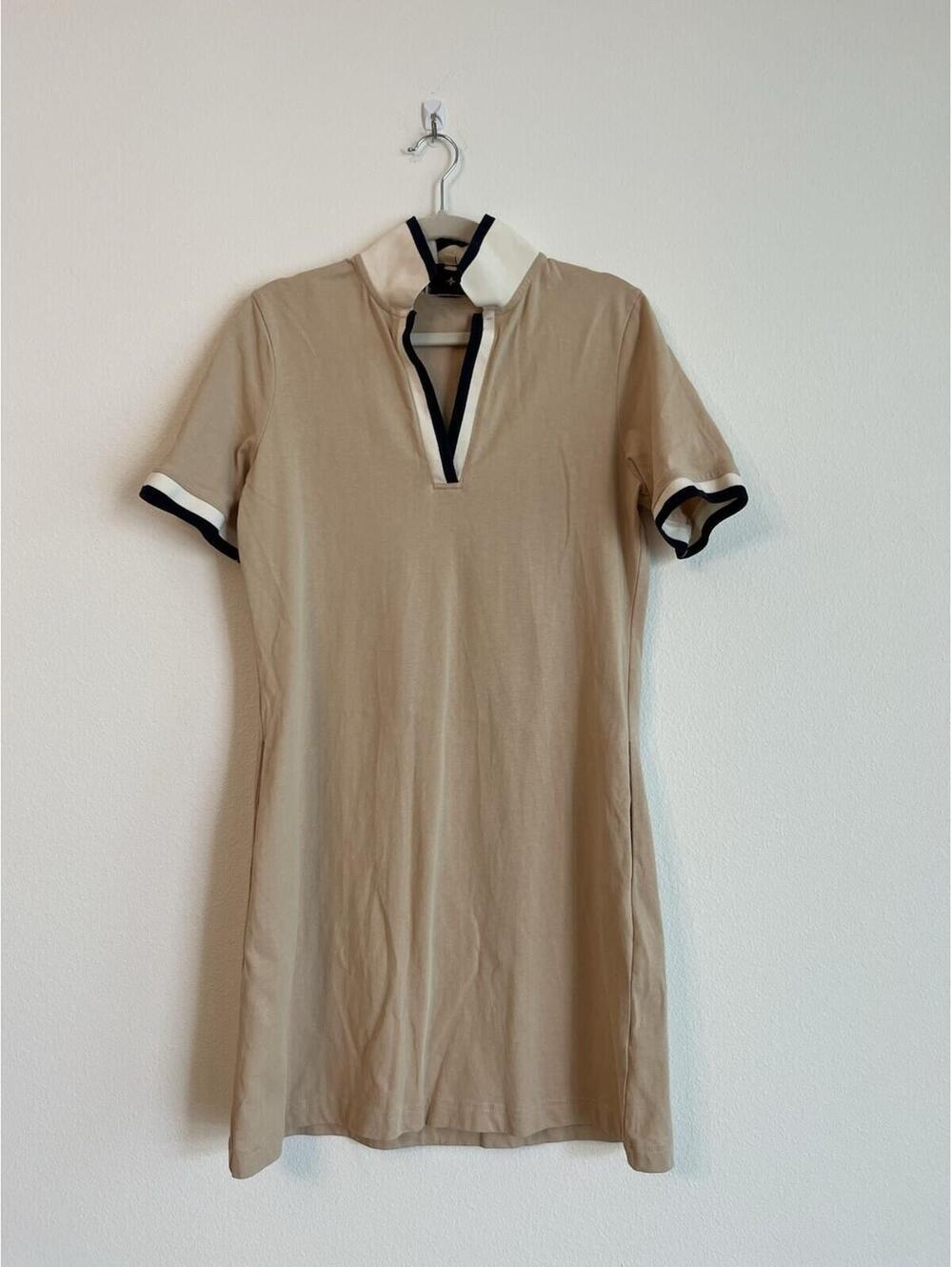 Tuckernuck Hutton Polo Dress Biege Tan Preppy Smart Classic Minimalist Sz S EUC